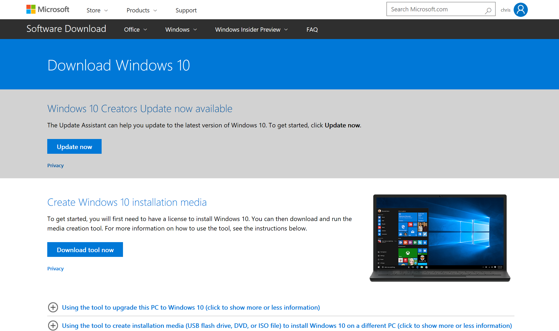 download creators update windows 10
