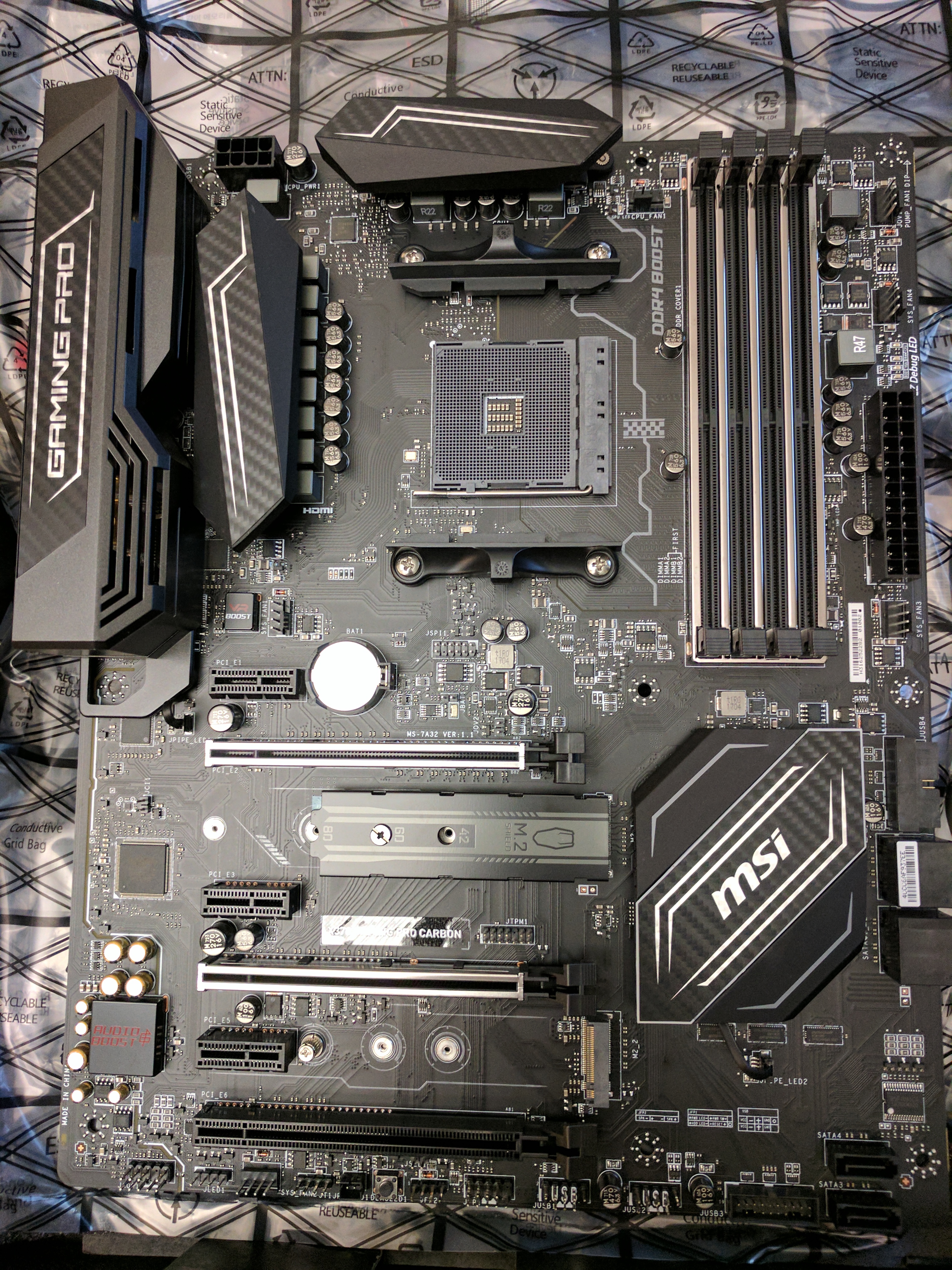 The new MSI motherboard, complete with built-in M.2 SSD slots