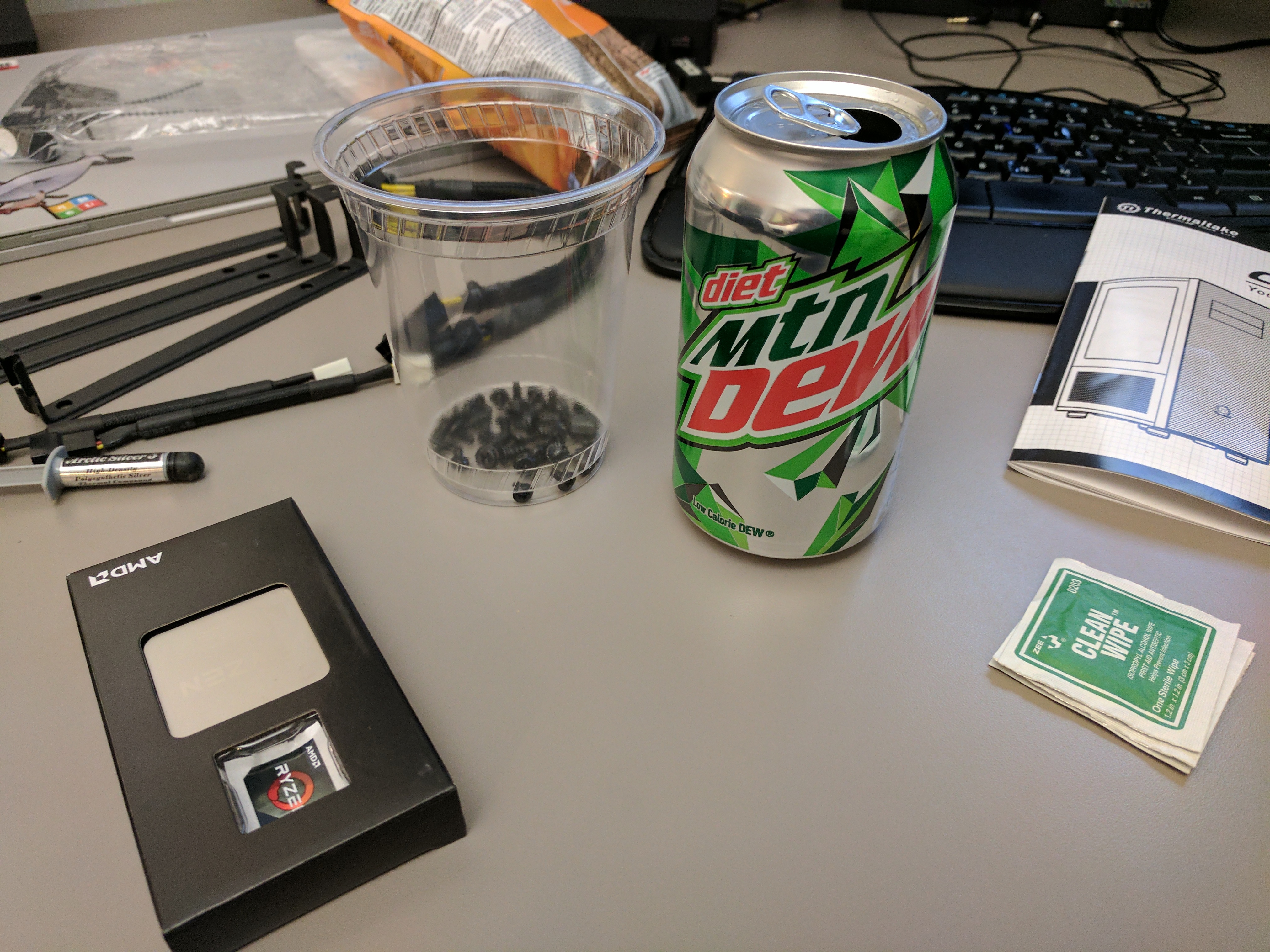 What’s a PC build without a little Mountain Dew? And a CPU! 