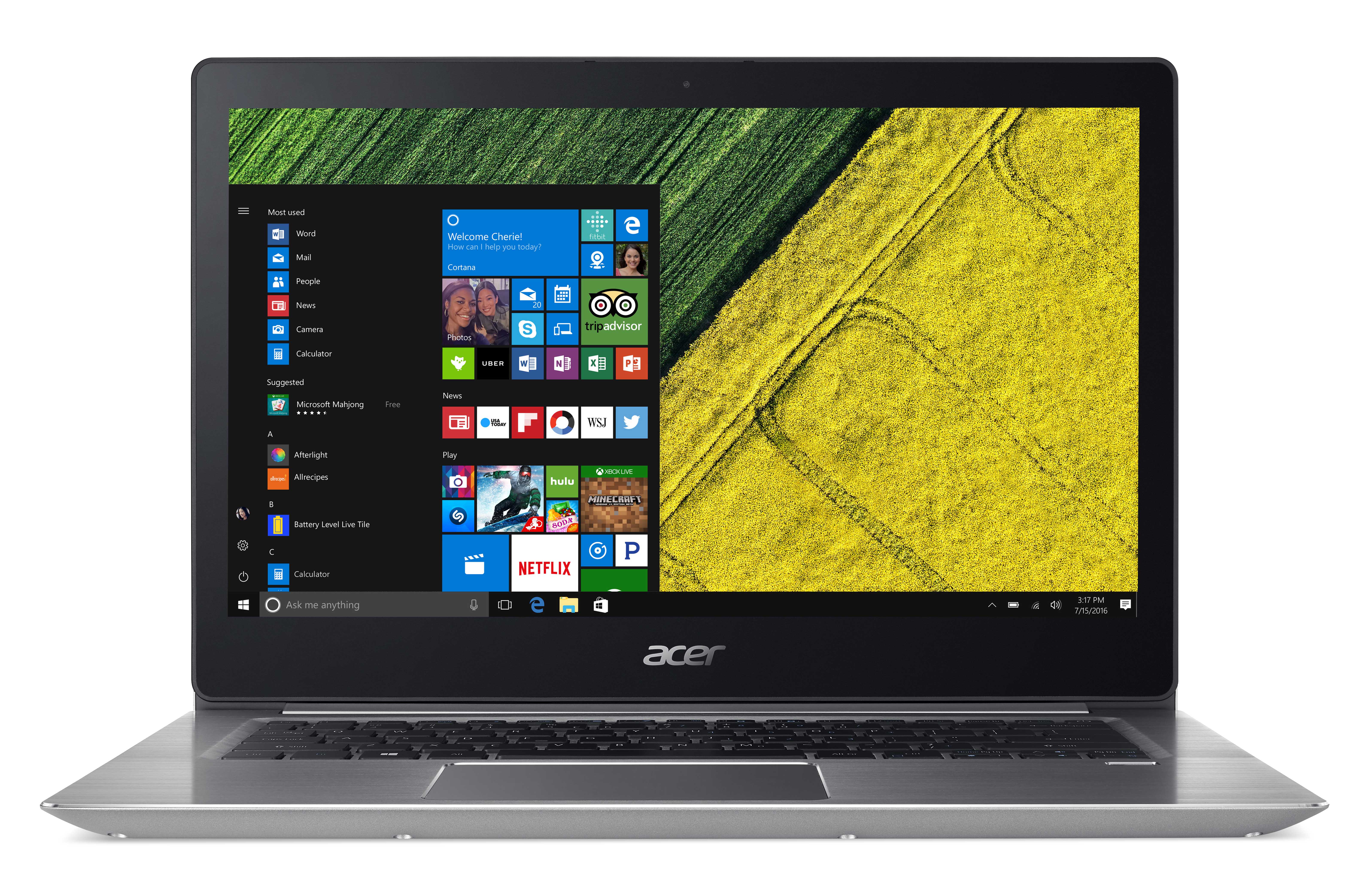 The Acer Swift 3 with Windows 10