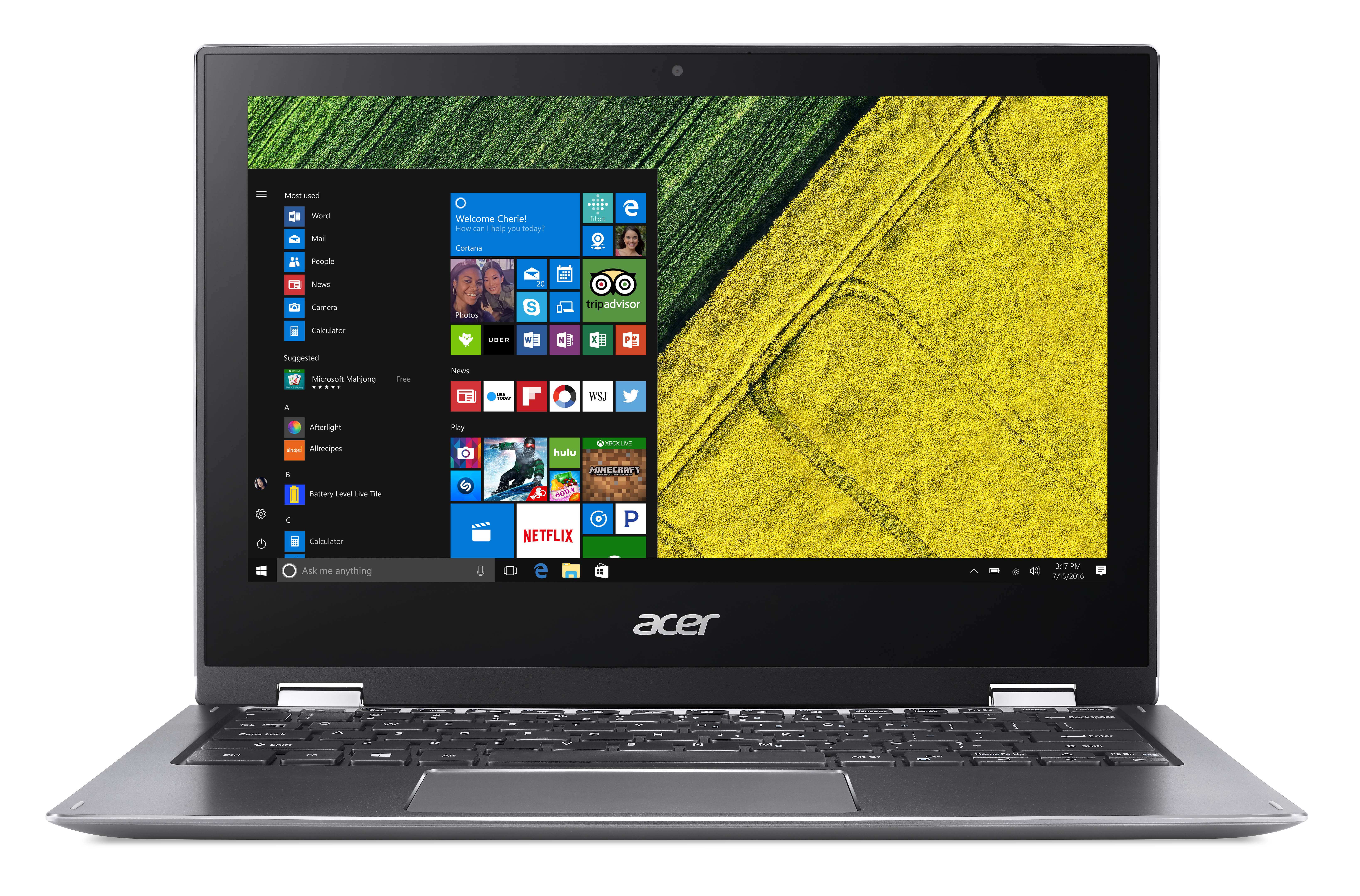 Acer Spin 1 front facing with Windows 10