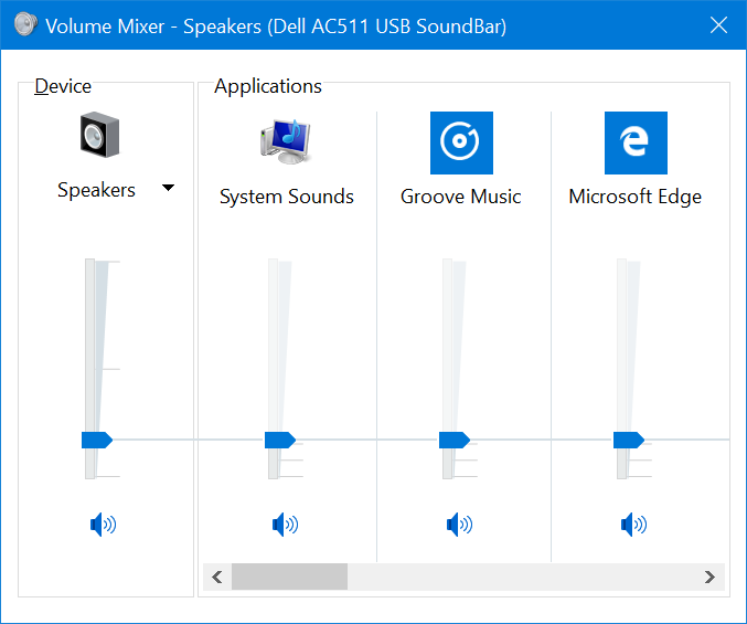 Volume Mix controlling volume for UWP apps