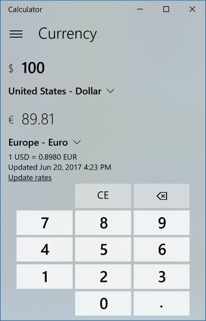 Currency Converter function in now available in Calculator. 