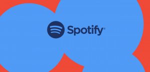 Spotify logo in blue and red