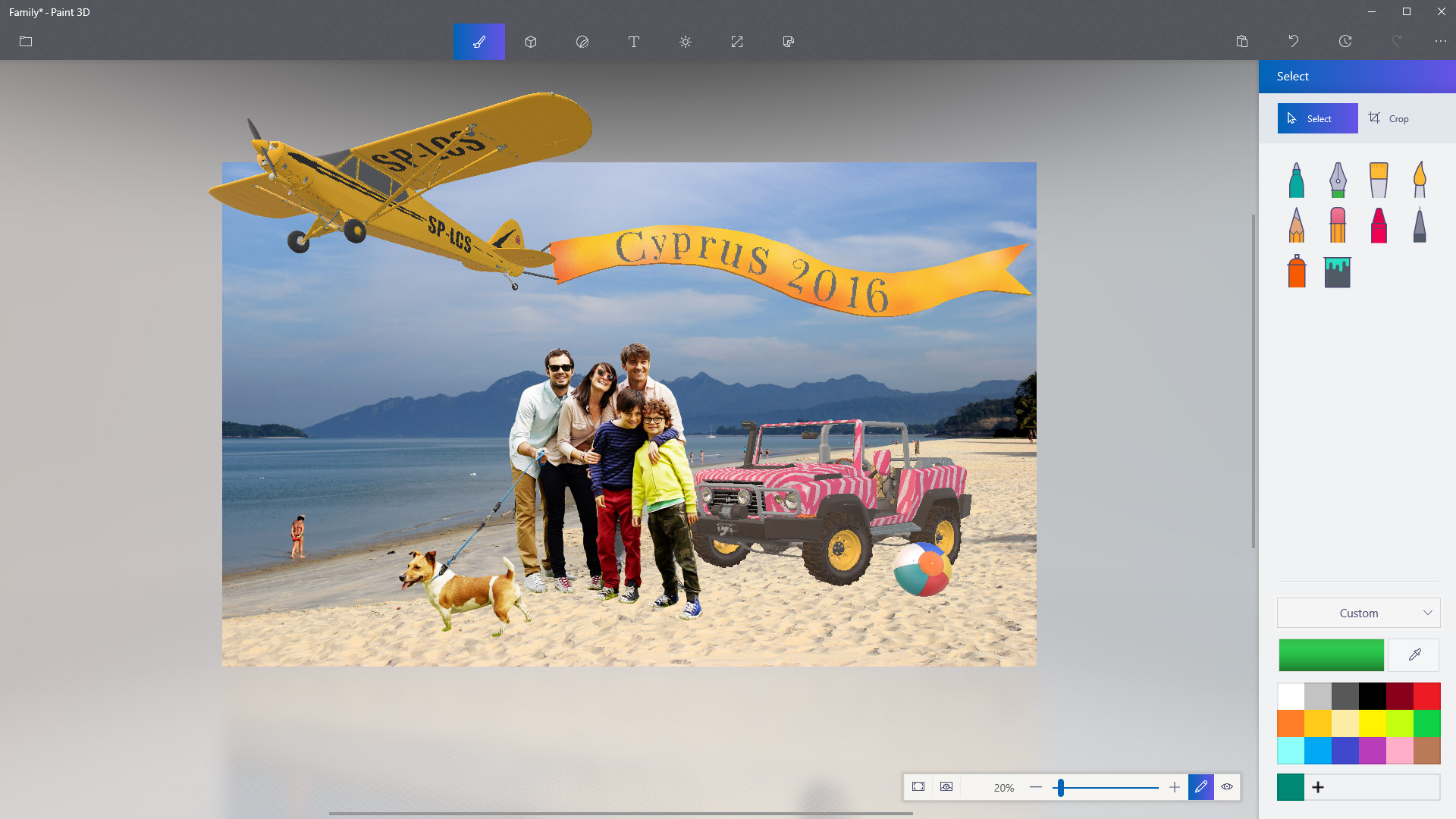 Family photo being cropped with Magic Select tool in Paint 3D