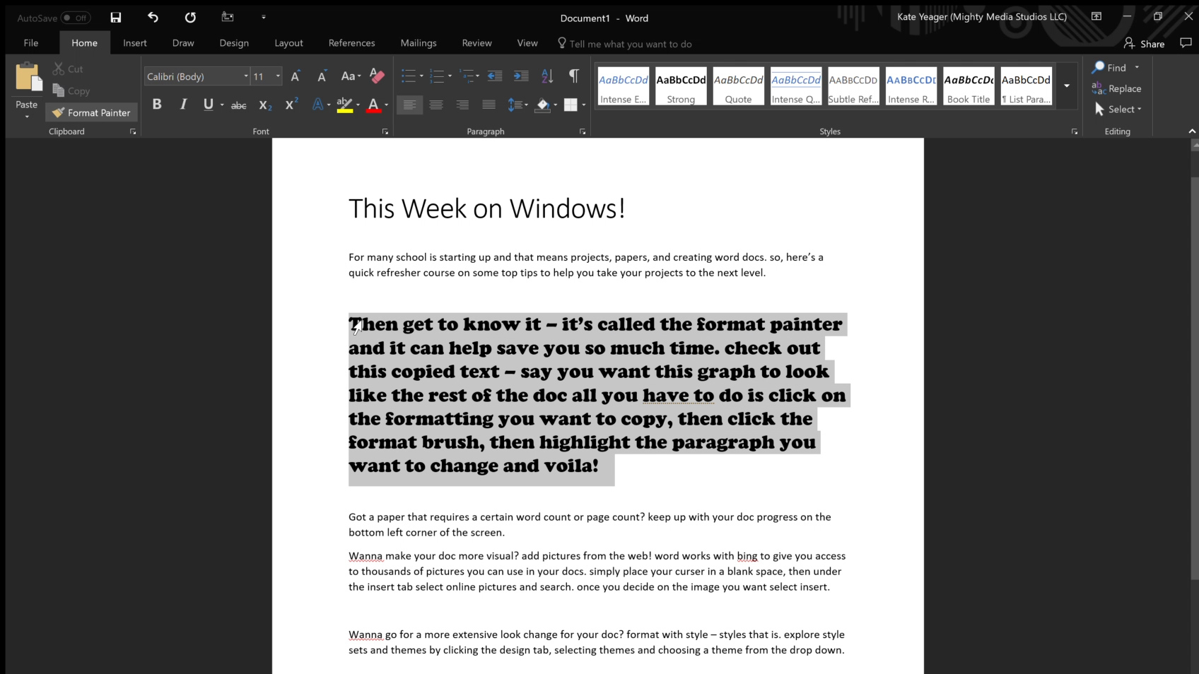Tips for Microsoft Word