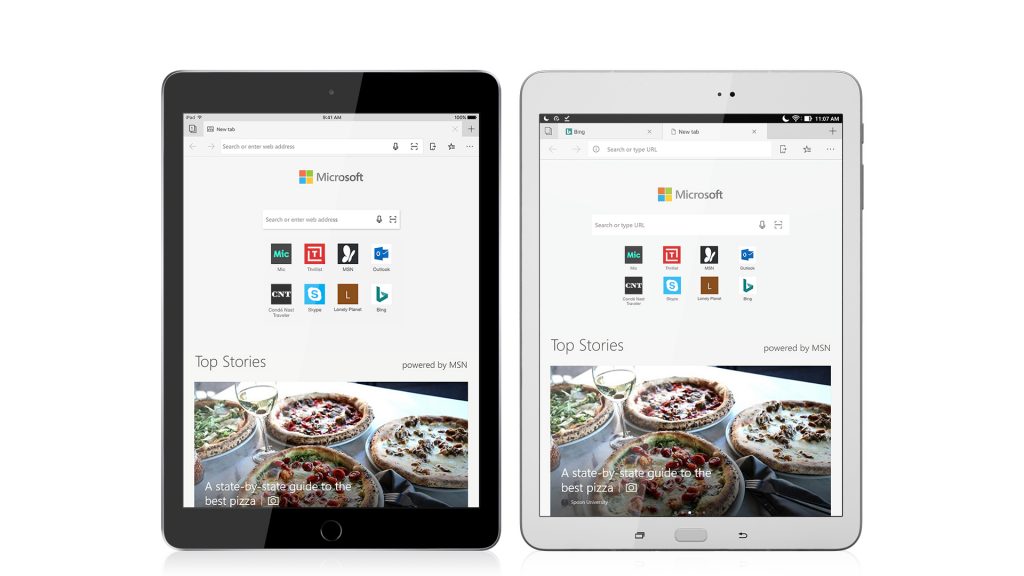 Microsoft Edge on tablets