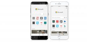 Microsoft Edge shown on an iPhone and Android phone