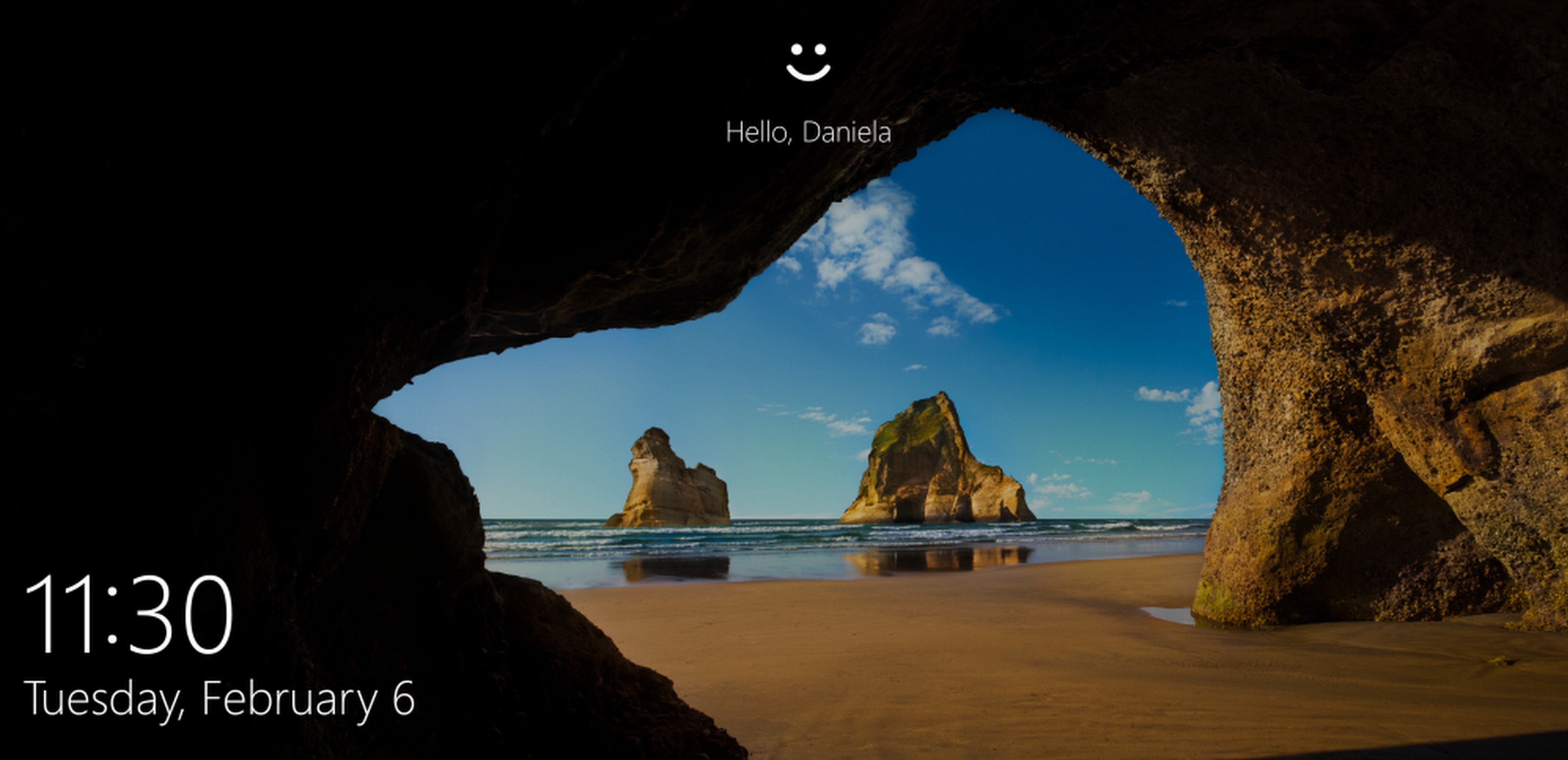 Windows 10 lockscreen with Windows Hello showing