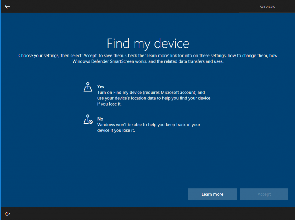 Find my device screen for Windows Insiders.