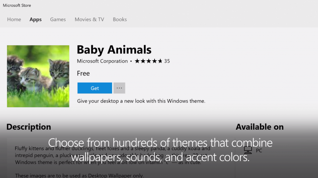 Choose from hundreds of themes that combine wallpapers, sounds, and accent colors.