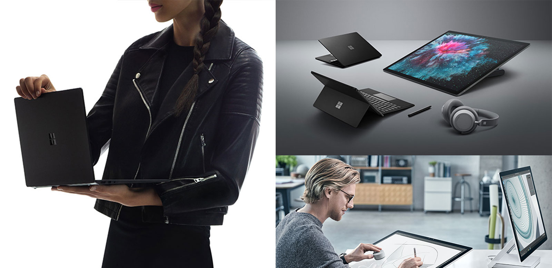 Collage of people and Surface devices