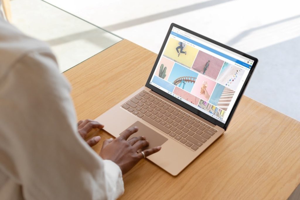 Person using Surface Laptop 3