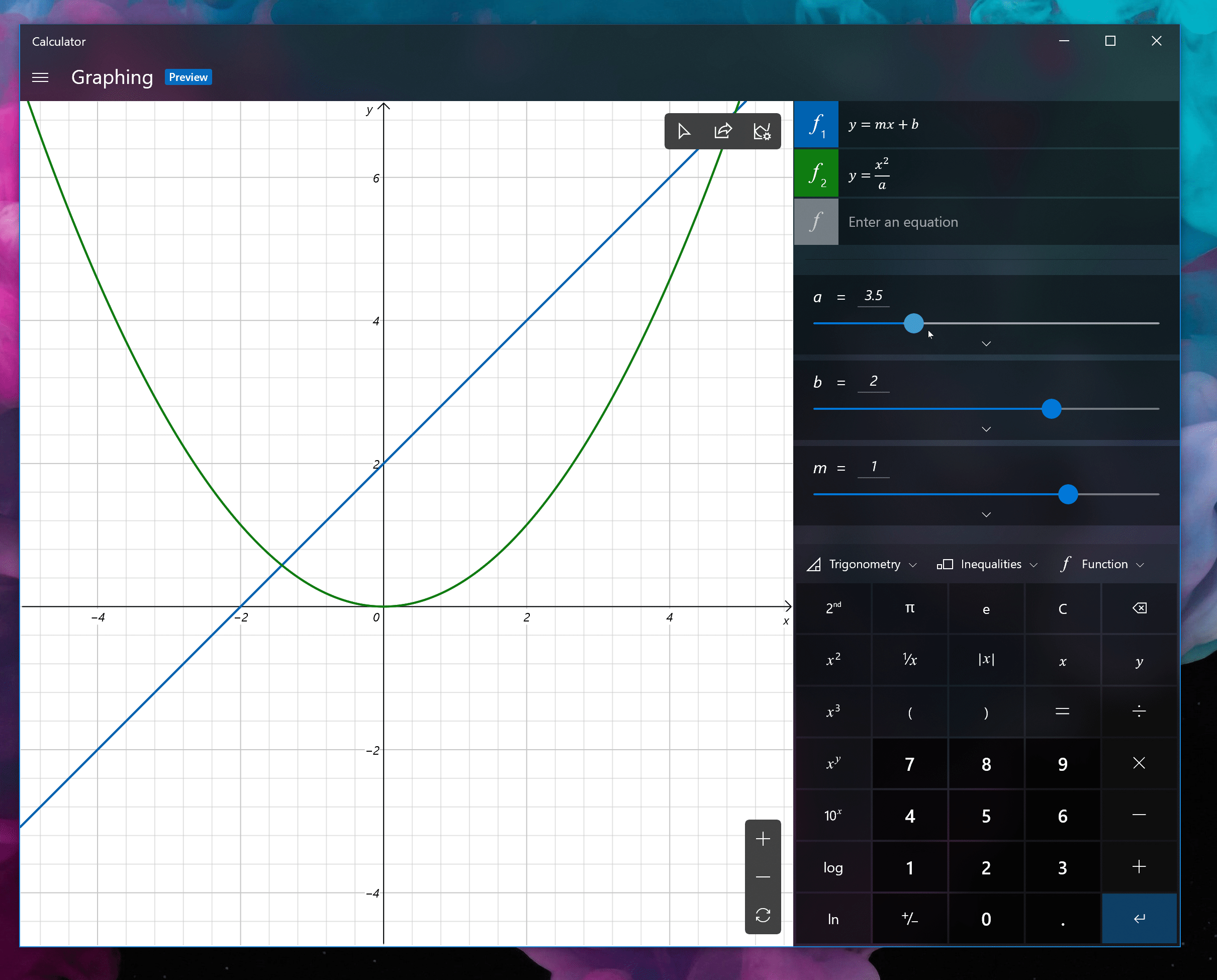 GIF showing how you can use a slider to manipulate equation variables and see changes live on the graph.
