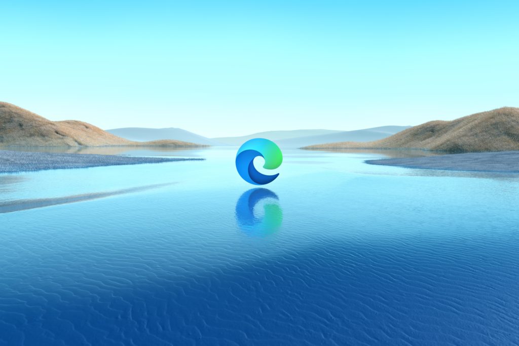 Microsoft Edge logo on a body of water