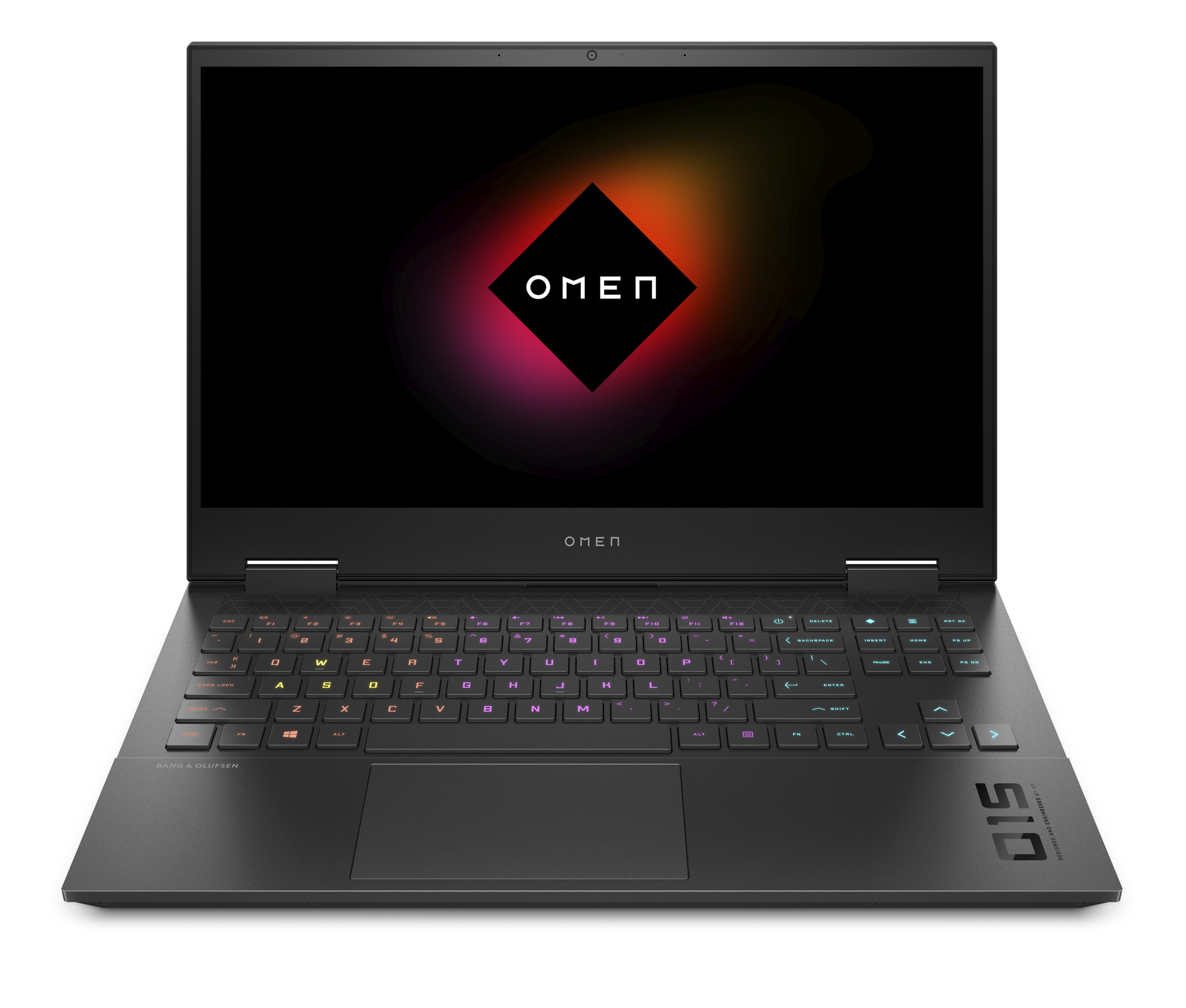 HP OMEN 15 open and facing reader