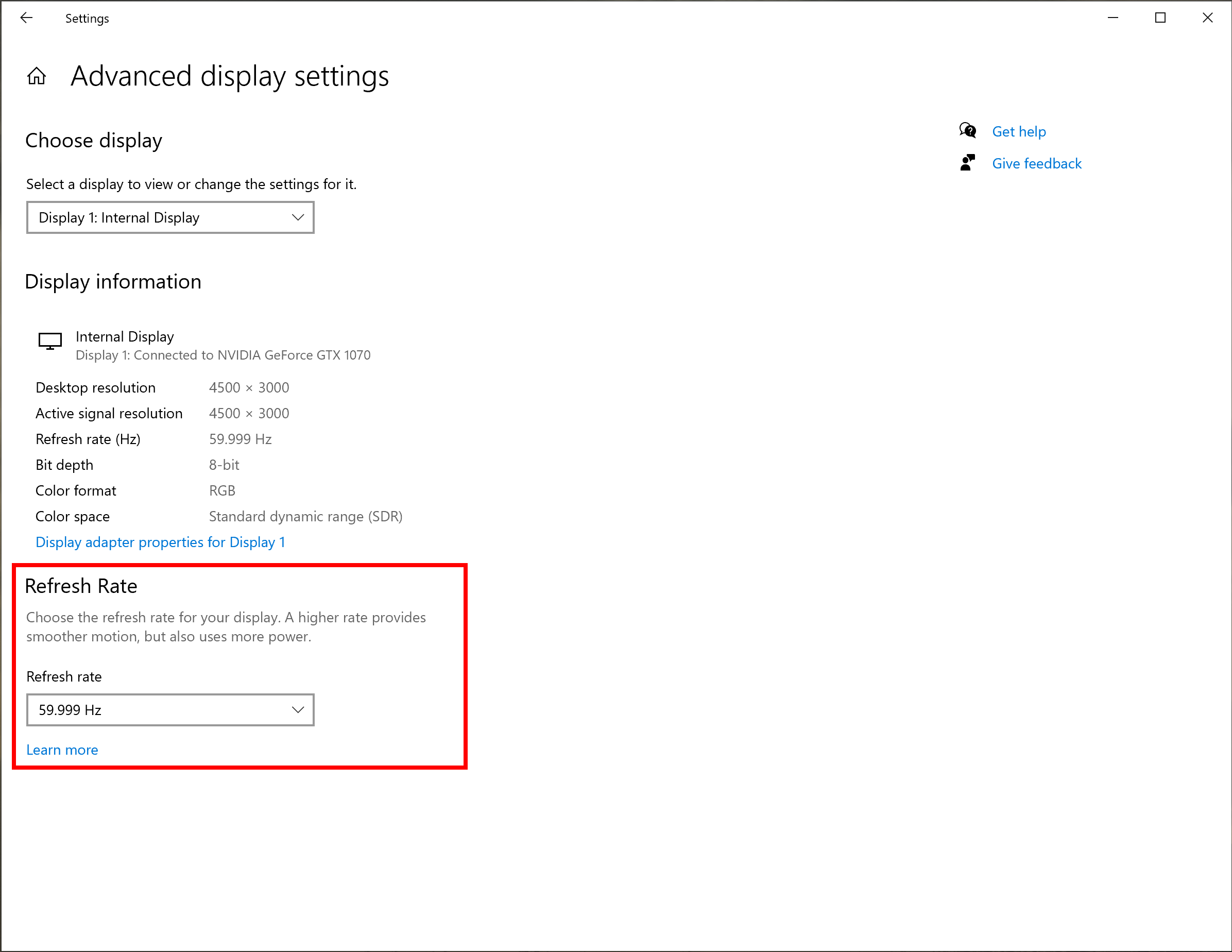 You can now go to Settings > System > Display and Advance display settings change the refresh rate of your display.