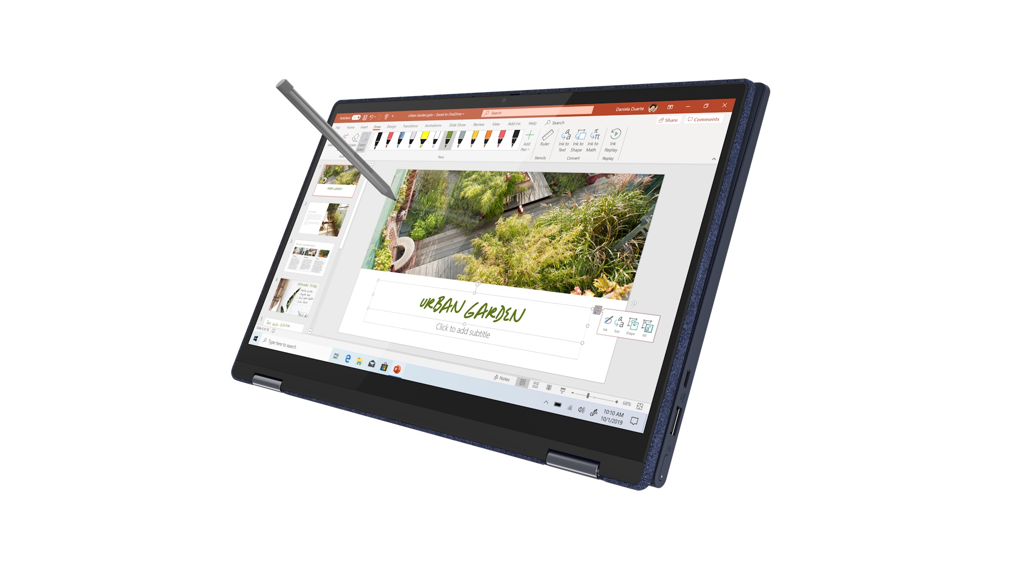 Lenovo Yoga 6 shown with pen hovering over screen editing an image