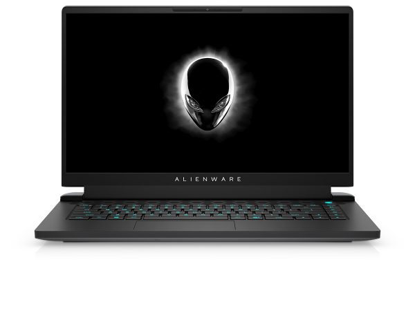 Alienware symbol on screen of m15 Ryzen Edition gaming laptop