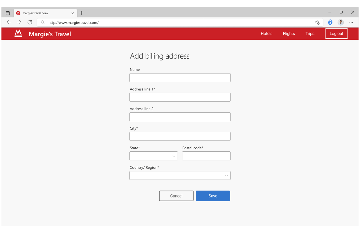 Desktop autofill address screen