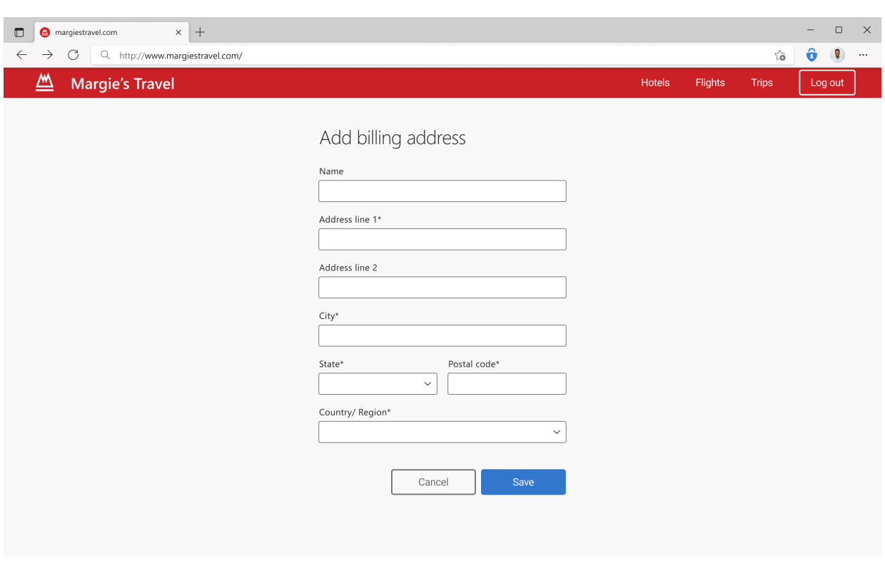 Desktop autofill address screen