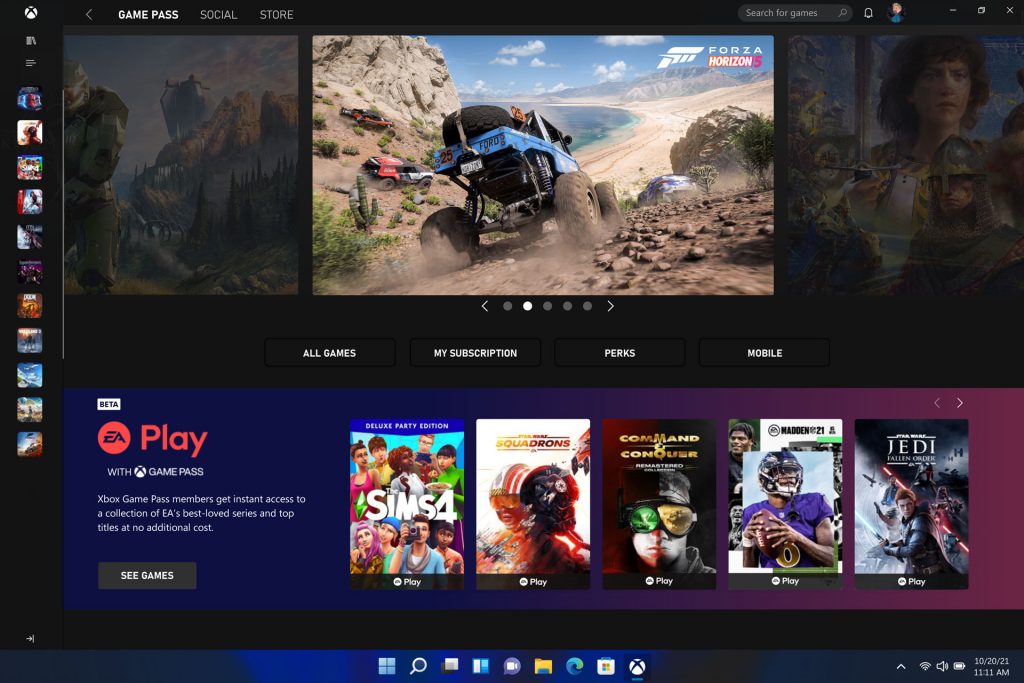 Game Pass content on Windows 11