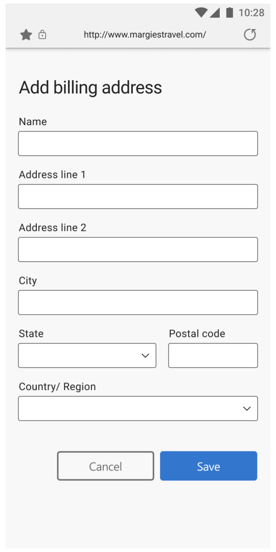 Mobile autofill address screen