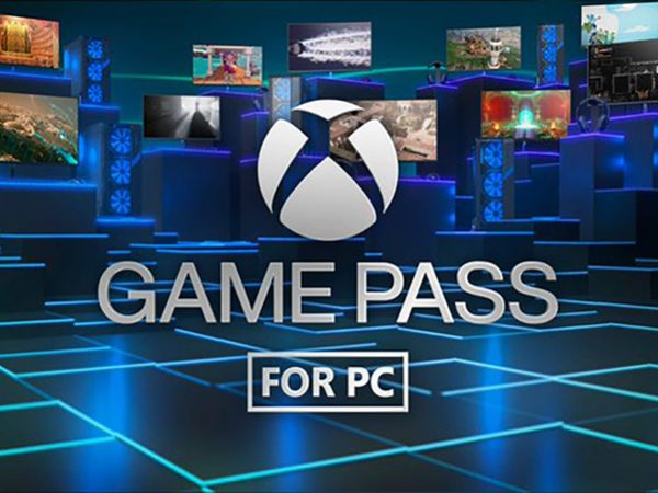 Game Pass for PC logo in front of Xbox symbol and screenshots of various games