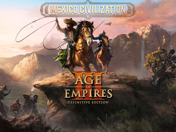 Age of Empires III title art with two men on horses