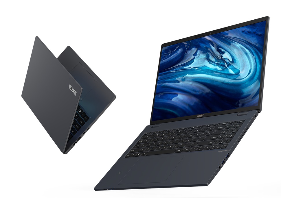 Two laptops floating with one open and angled to the left