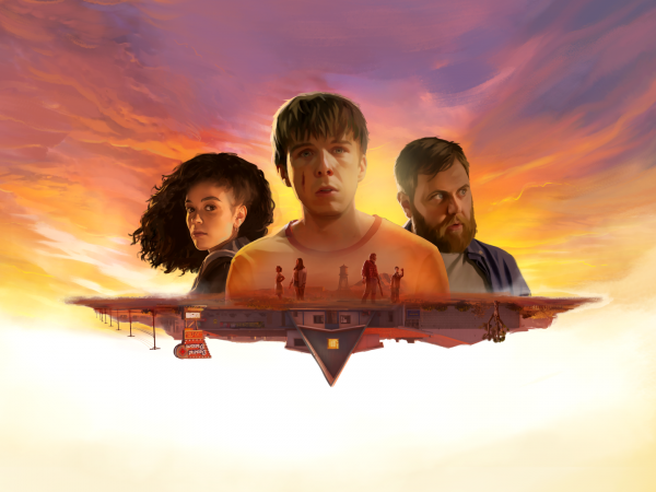 As Dusk Falls title art with three main characters across the top of the image