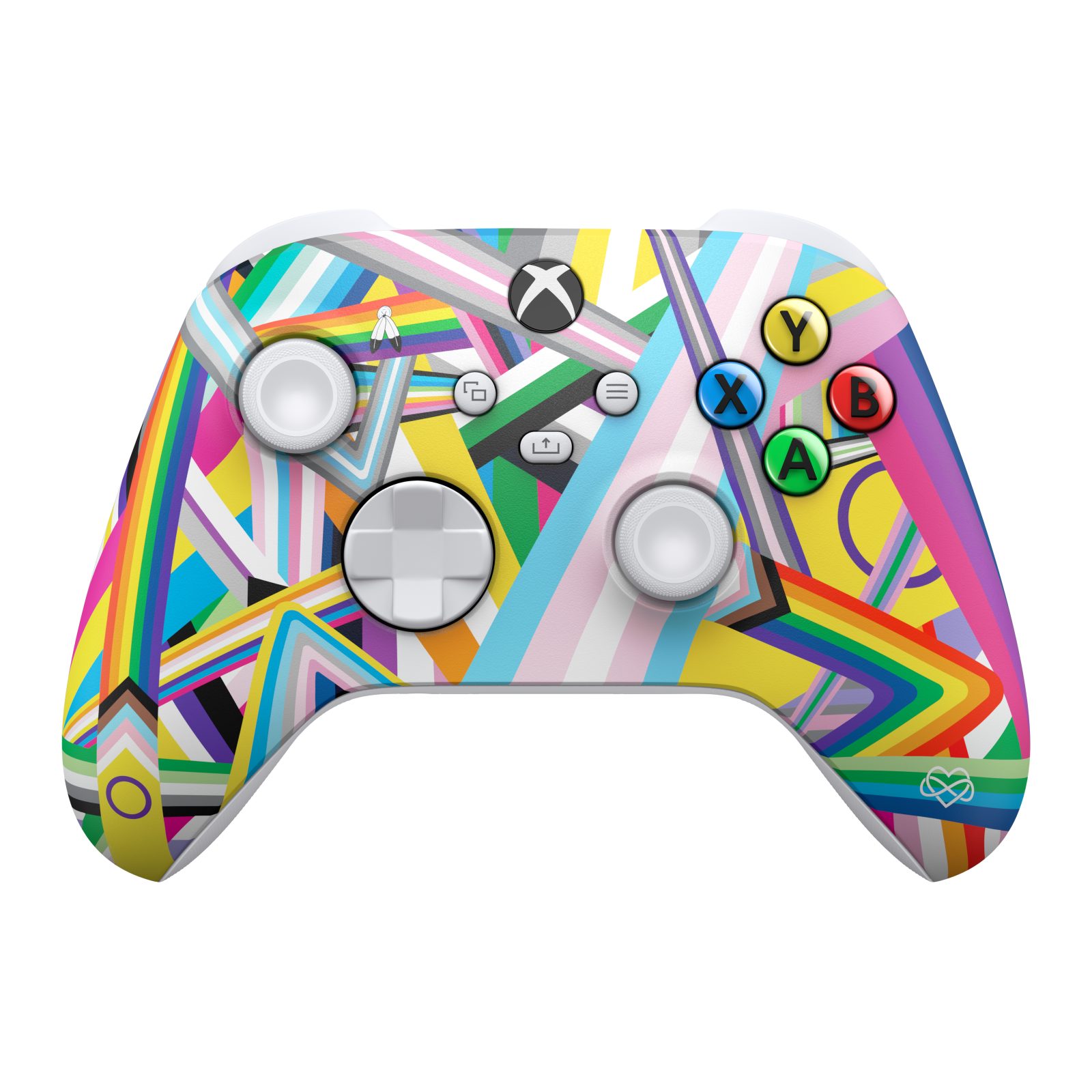 Xbox Pride controller as seen from the front