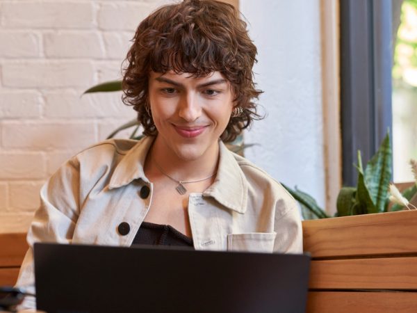 Person looking at laptop