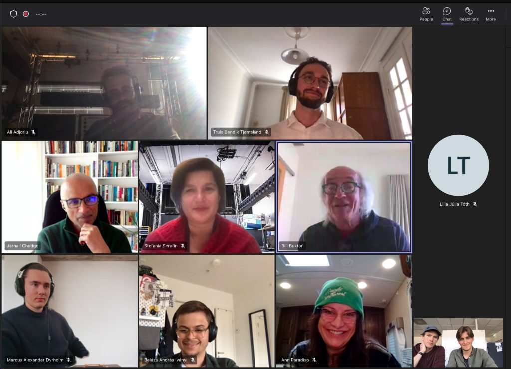 Screenshot of a Teams meeting with a gallery of people who participated in making DuoRhythmo