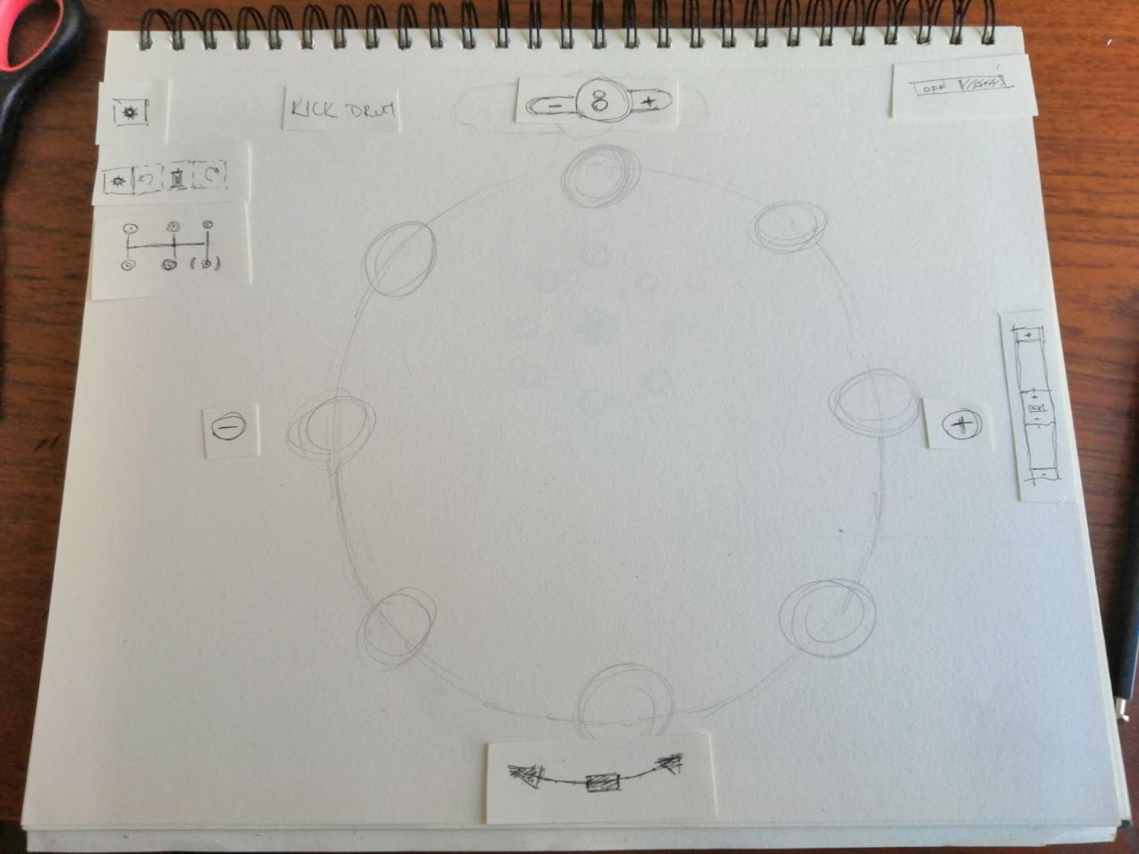 Sketch of initial circle of DuoRhythmo app interface