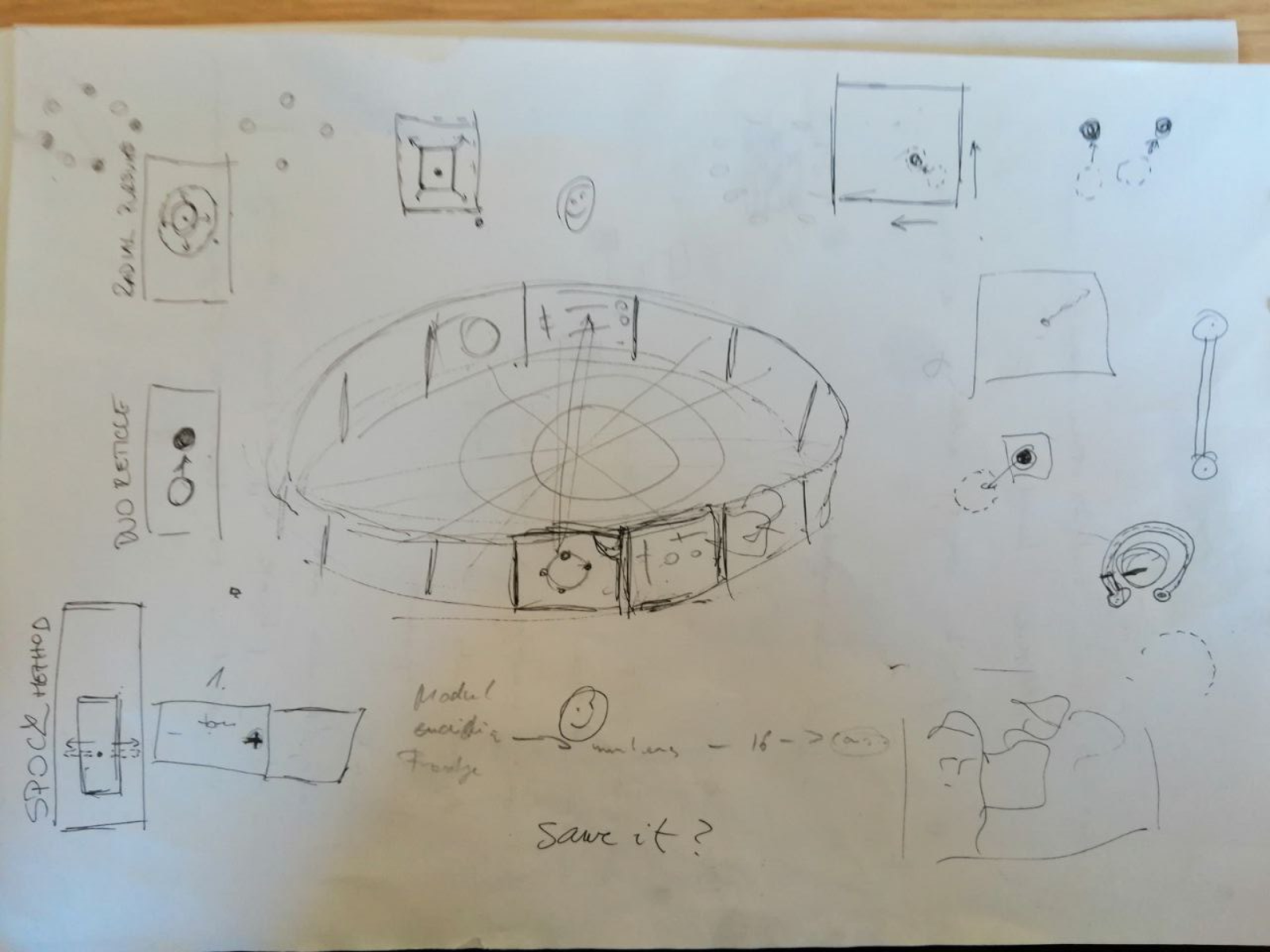 Hand-draw sketch of circular app interface
