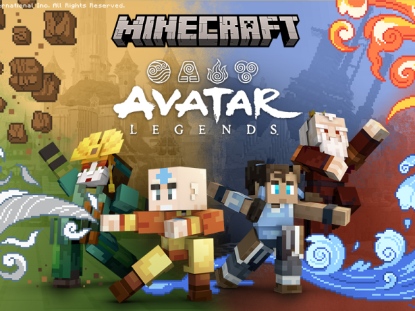 Minecraft characters and text reading Avatar Legends