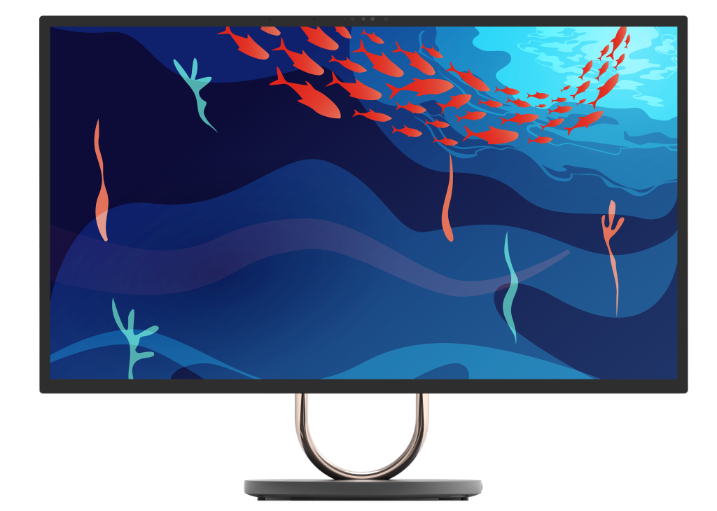 All in one display with a colorful illustration on the screen