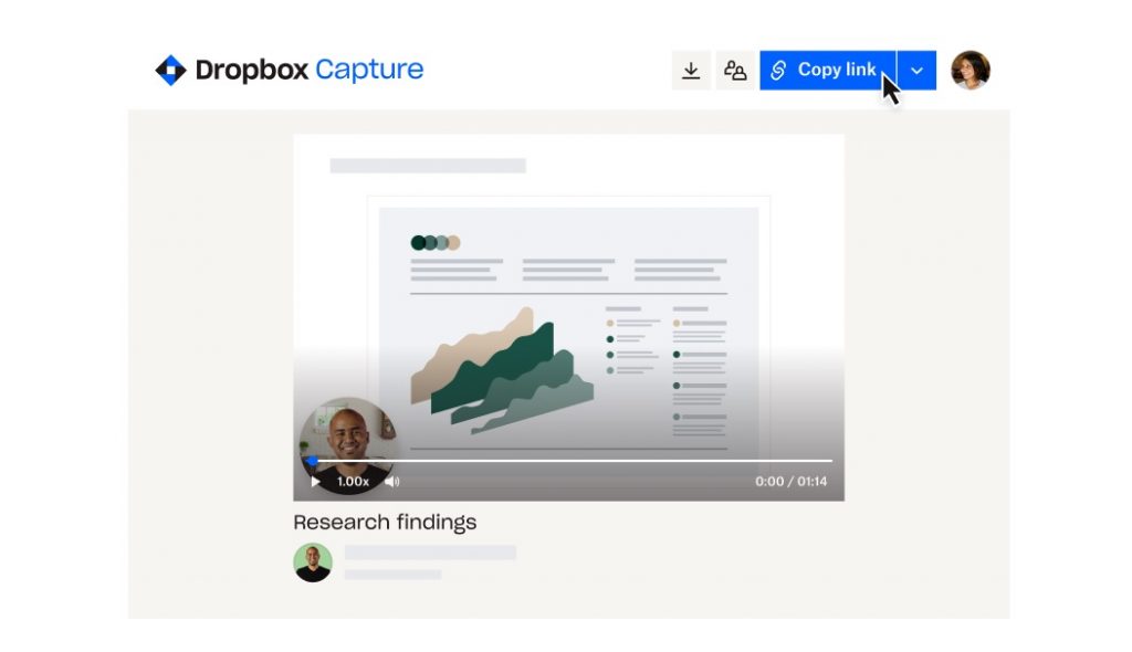 Screenshot of Dropbox Capture share by link