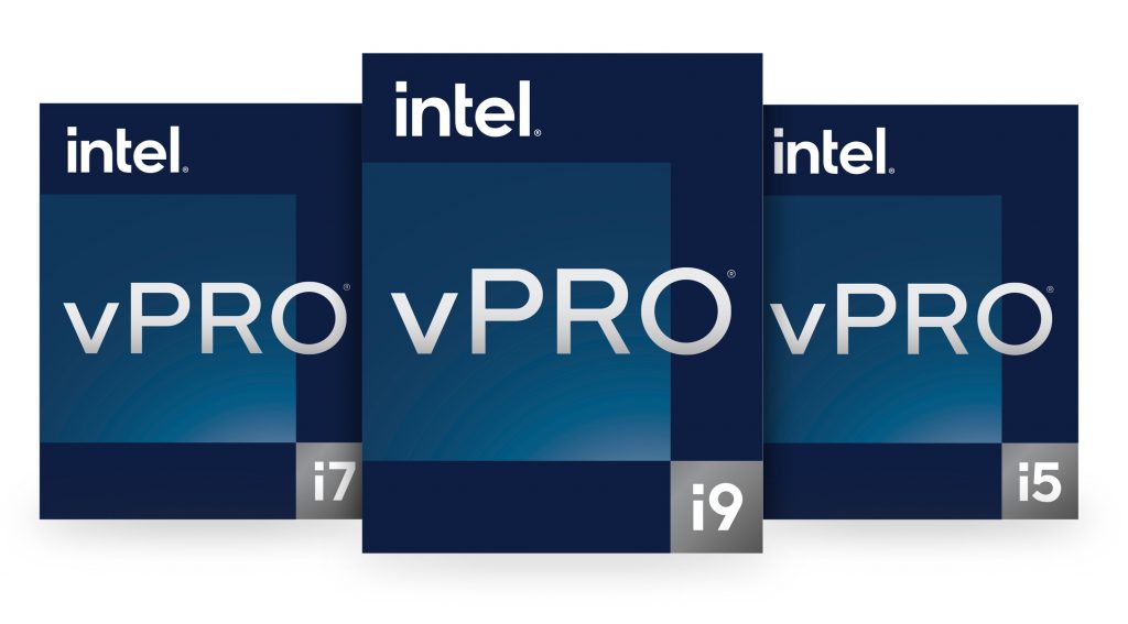 Three Intel vPro chips standing side by side