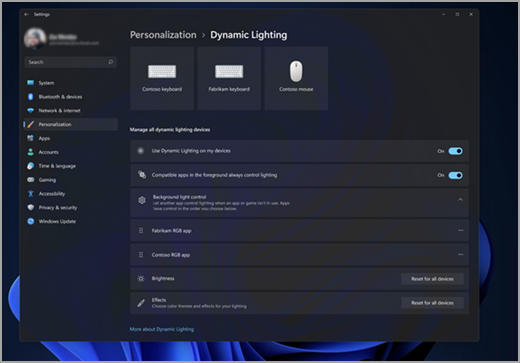 Dynamic Lighting user interface
