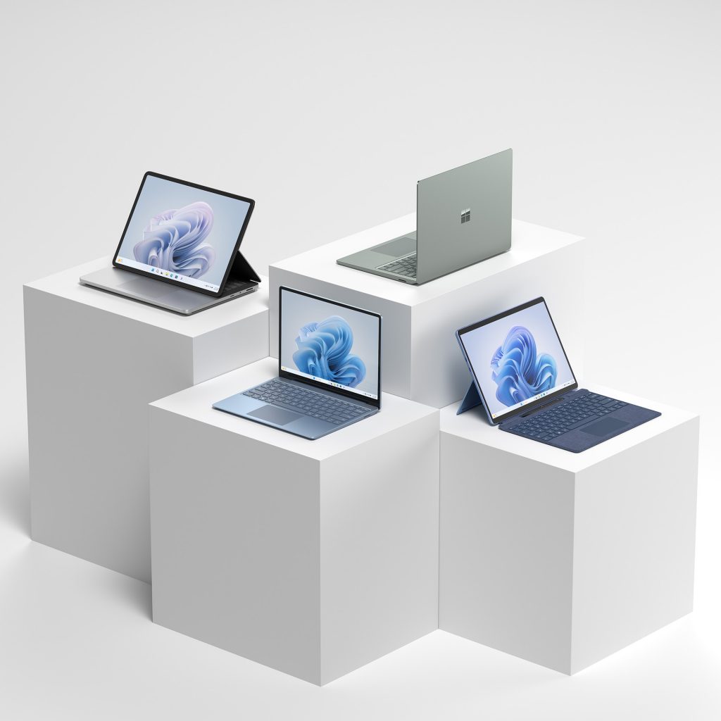 Four Surface devices on pedestals 