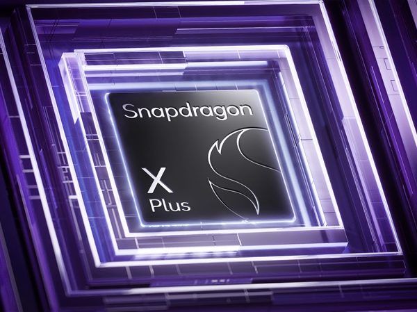 Close-up of Snapdragon X Plus 8 Core chip