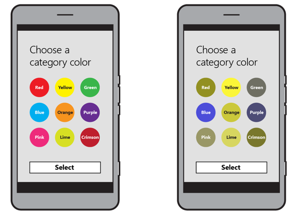 Figure 2: By adding text indicators, users who are colorblind are able to recognize the various color options even though they are not able to see it.
