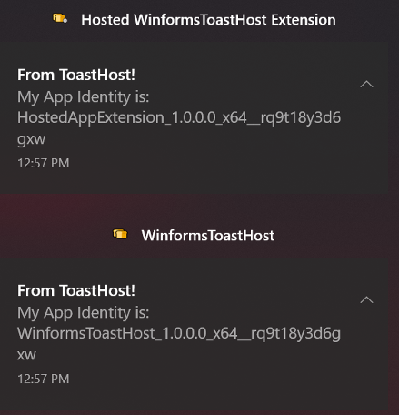 Screenshot of Show Toast button. 