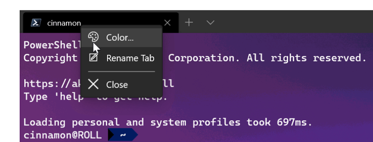 Tab on a Windows Terminal screen.