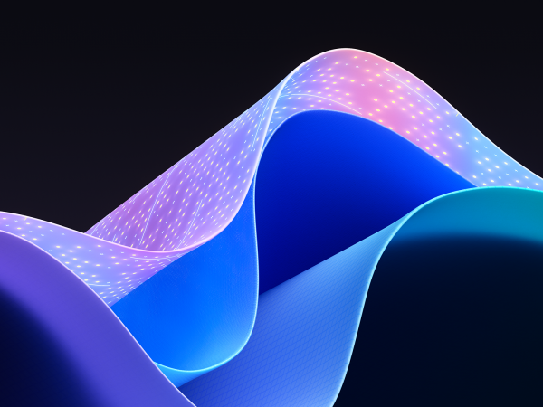 Pattern of blue and pink waves against a black background