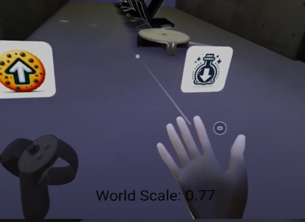 演示的屏幕截图显示了同时使用手和控制器的能力