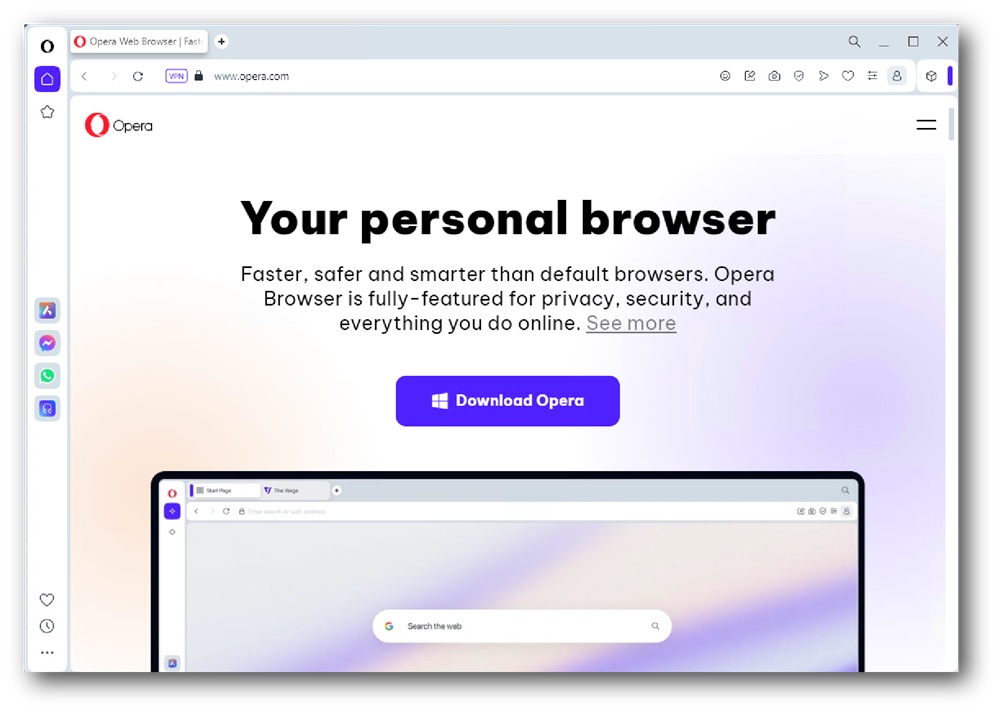 Screenshot of the Opera browser
