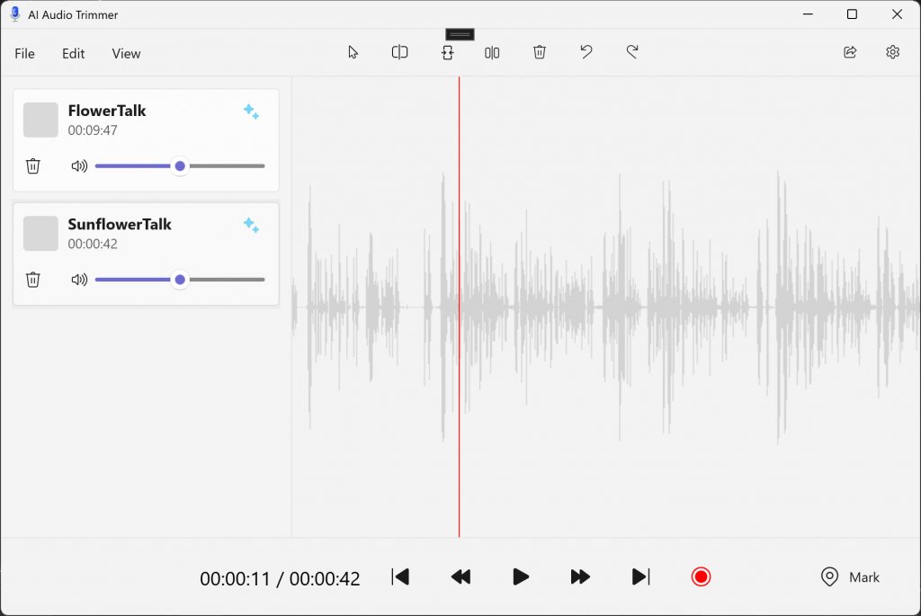 View of the audio editor app